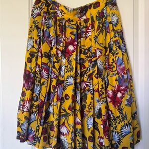 J Crew Pleated Floral Yellow Skirt